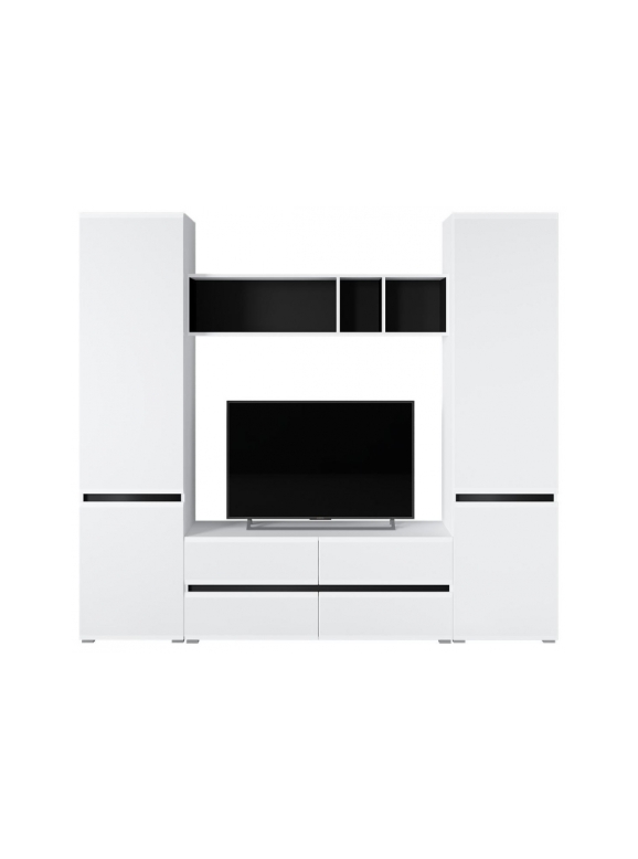 Готовая гостиная Сейдиль белый премиум / черный / белый глянец комплектация 2