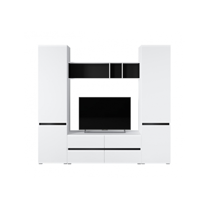 Готовая гостиная Сейдиль белый премиум / черный / белый глянец комплектация 2