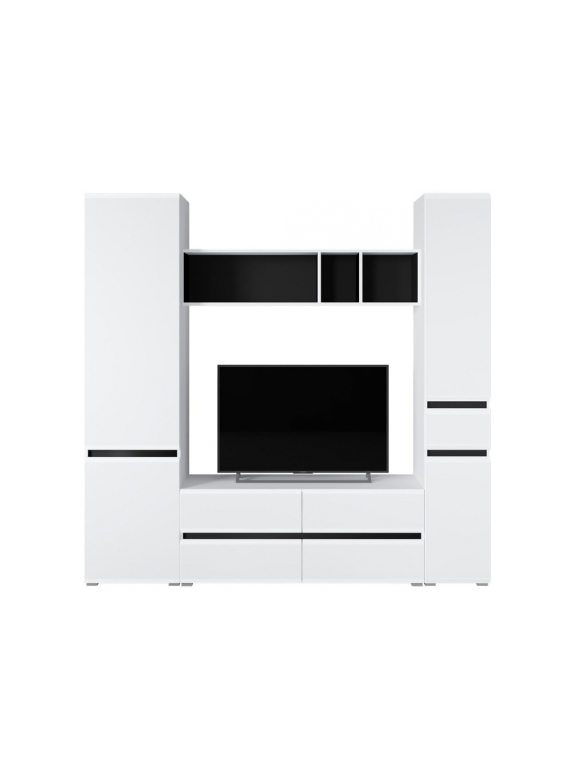 Готовая гостиная Сейдиль белый премиум / черный / белый глянец комплектация 4