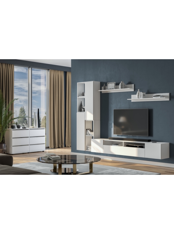 Модульная гостиная Валенсия комплектация 3 белый текстурный