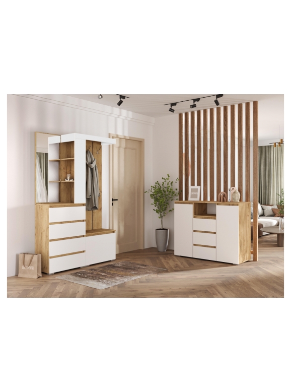 Модульная прихожая Элла комплектация 1 белый / дуб крафт золото
