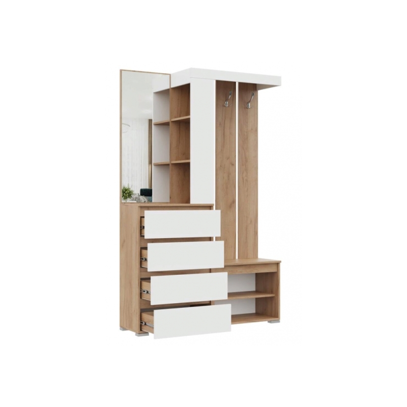 Модульная прихожая Элла комплектация 1 белый / дуб крафт золото