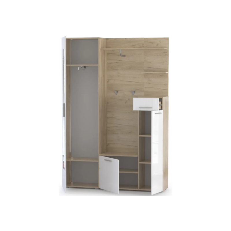 Модульная прихожая Лайн дуб серый craft K 002 PW / белый глянец пвх комплектация 1