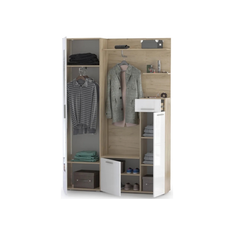 Модульная прихожая Лайн дуб серый craft K 002 PW / белый глянец пвх комплектация 1