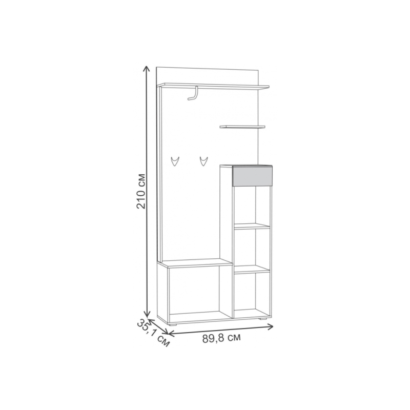 Модульная прихожая Лайн дуб серый craft K 002 PW / белый глянец пвх комплектация 1