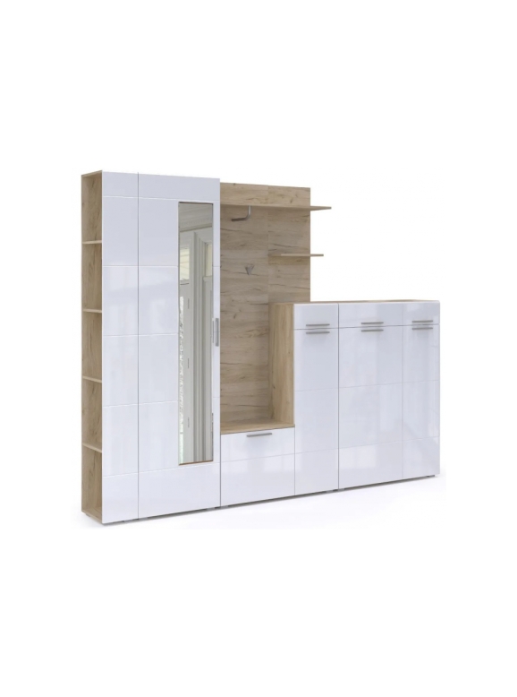 Модульная прихожая Лайн дуб серый craft K 002 PW / белый глянец пвх комплектация 2