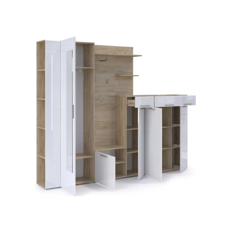 Модульная прихожая Лайн дуб серый craft K 002 PW / белый глянец пвх комплектация 2