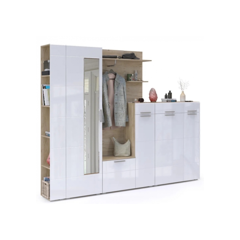 Модульная прихожая Лайн дуб серый craft K 002 PW / белый глянец пвх комплектация 2