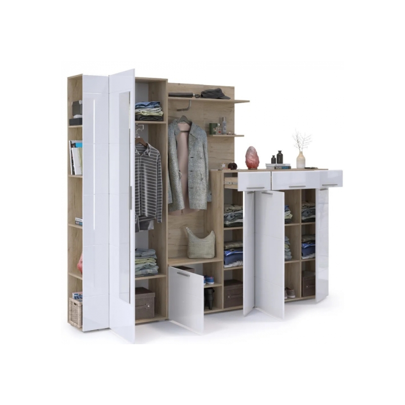 Модульная прихожая Лайн дуб серый craft K 002 PW / белый глянец пвх комплектация 2