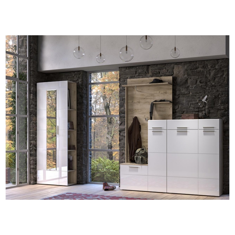 Модульная прихожая Лайн дуб серый craft K 002 PW / белый глянец пвх комплектация 2