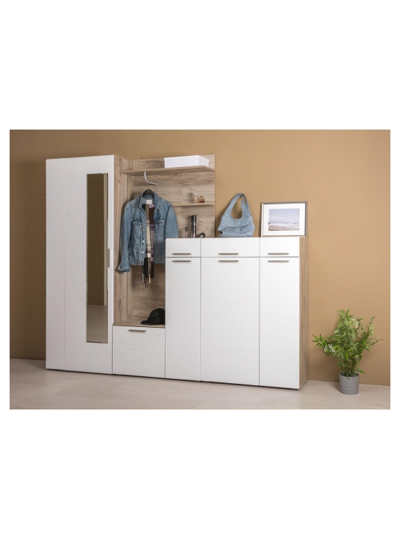 Модульная прихожая Лайн дуб серый craft K 002 PW / белый глянец пвх комплектация 3