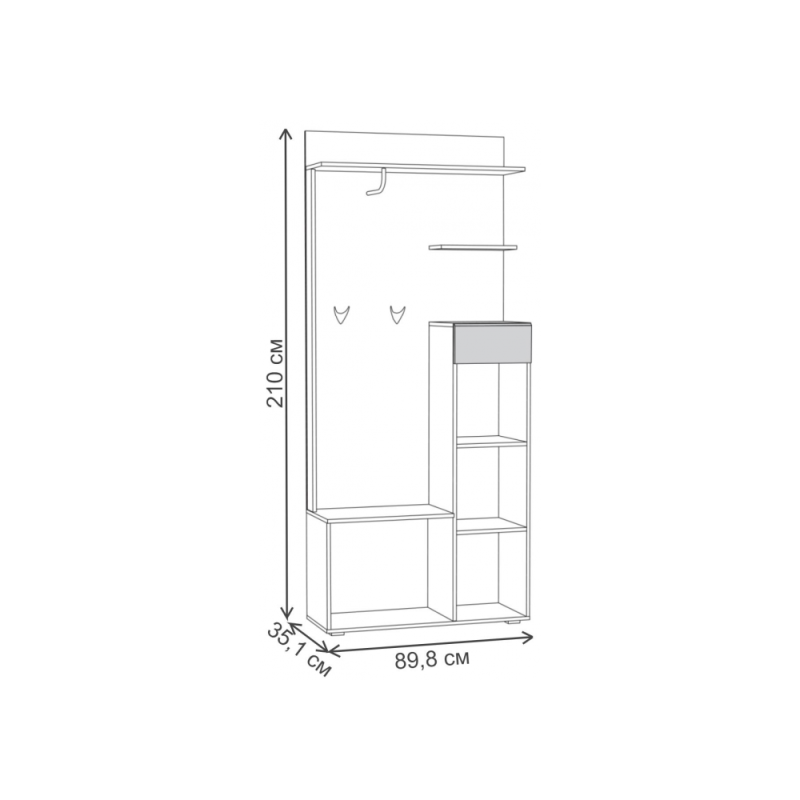 Модульная прихожая Лайн дуб серый craft K 002 PW / белый глянец пвх комплектация 3