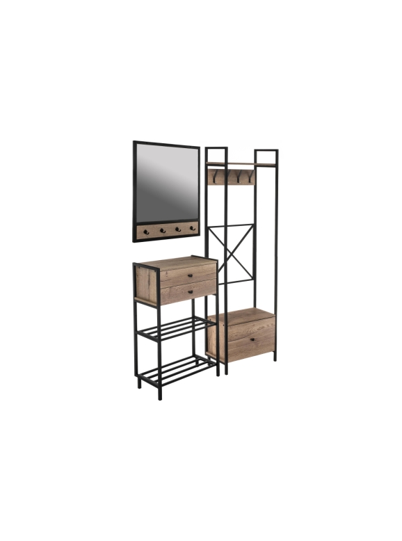 Модульная прихожая Лофт дуб велингтон / черный матовый