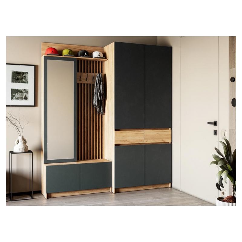 Модульная прихожая Молд комплектация 2 дуб крафт золотой / серый графит