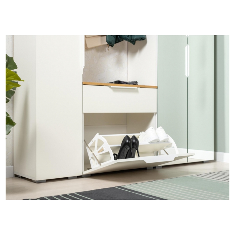 Модульная прихожая Октава Комплектация 1 белый PE шагрень / дуб золотой craft