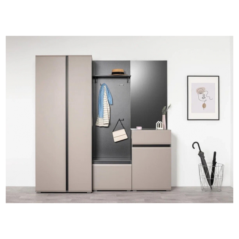 Модульная прихожая Сейдиль антрацит / велюто капучинно Комплектация 3