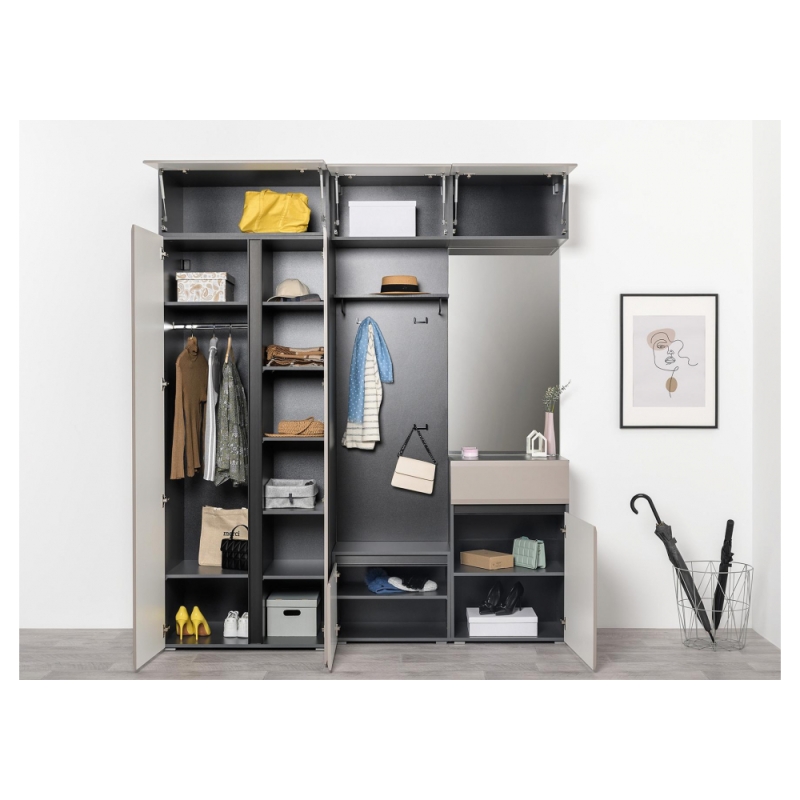 Модульная прихожая Сейдиль антрацит / велюто капучинно Комплектация 3