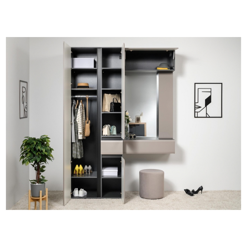 Модульная прихожая Сейдиль антрацит / велюто капучинно Комплектация 4