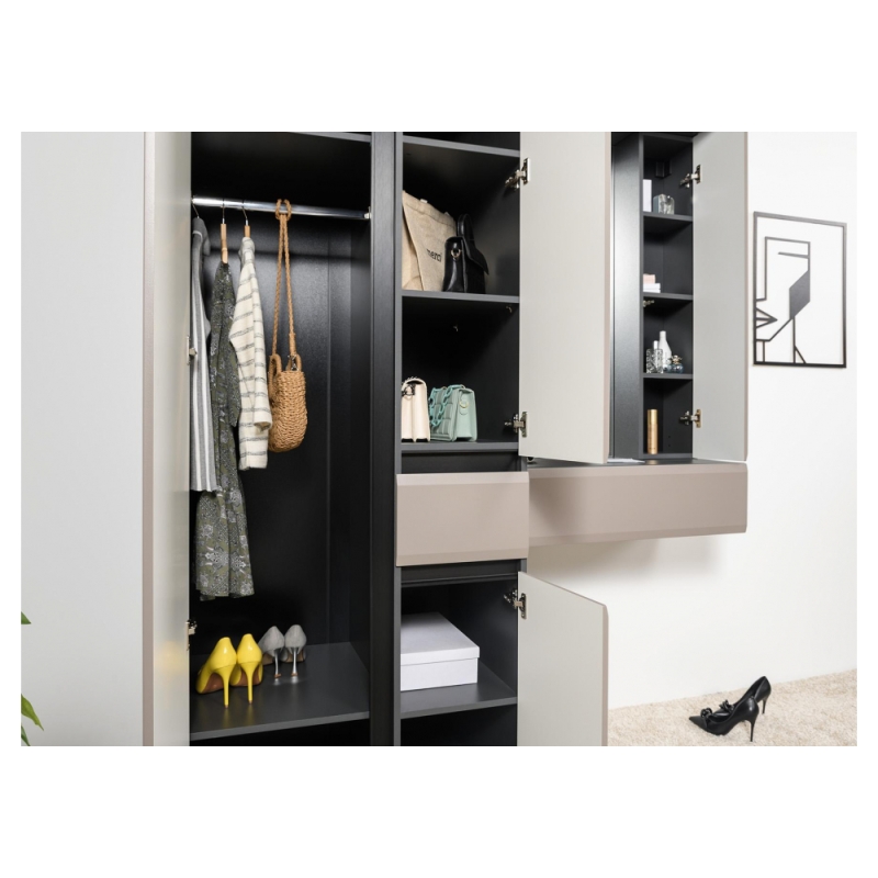 Модульная прихожая Сейдиль антрацит / велюто капучинно Комплектация 4