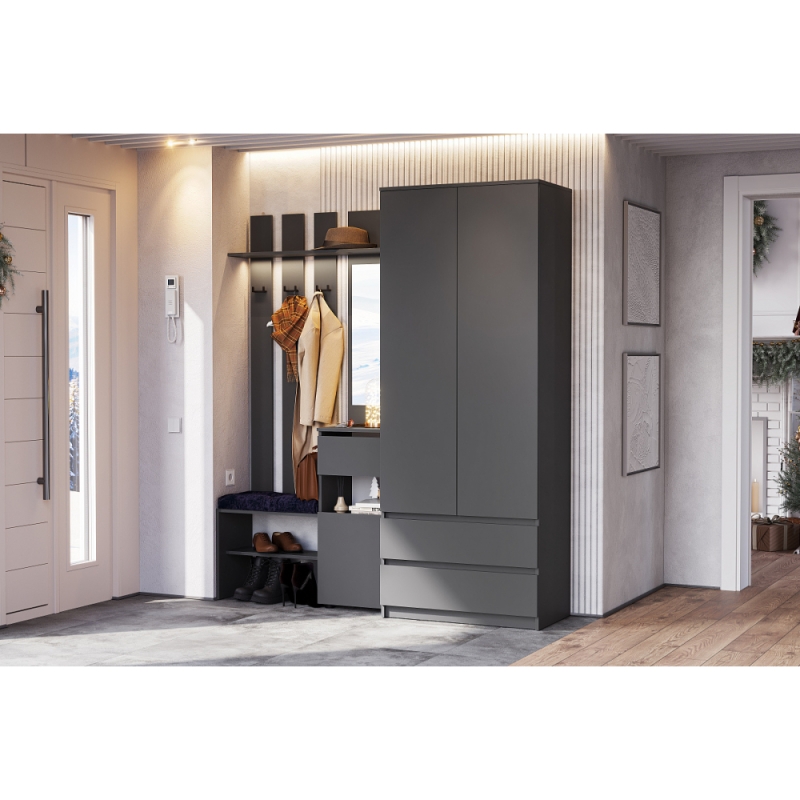 Модульная прихожая Сибити графит серый комплектация 1