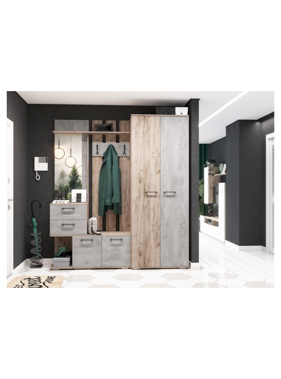 Модульная прихожая Вальс дуб крафт серый / бетонный камень комплектация 1