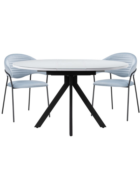 Обеденная группа Алейида белый / голубой / черный глянец