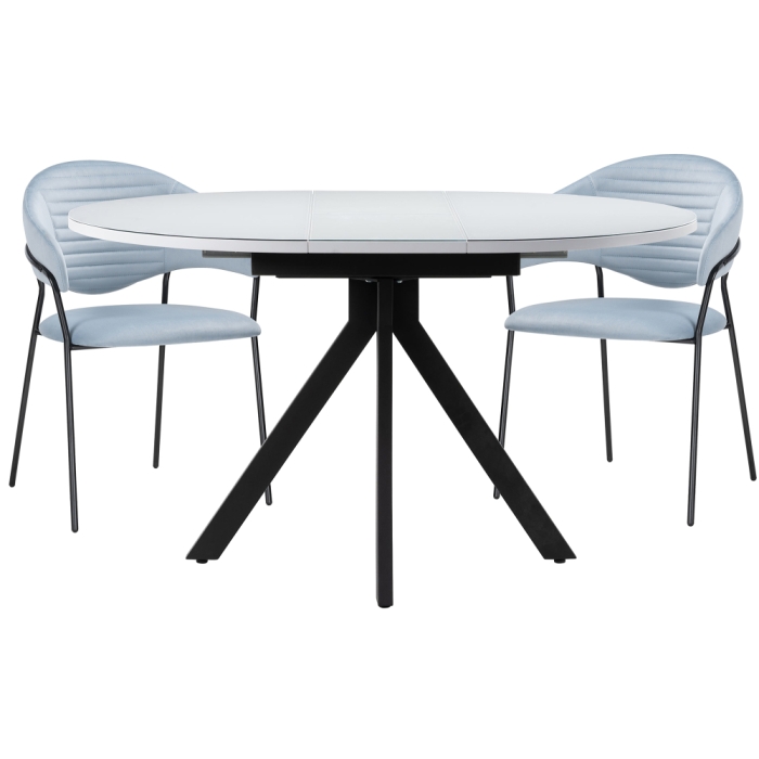 Обеденная группа Алейида белый / голубой / черный глянец