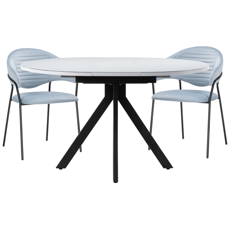 Обеденная группа Алейида белый / голубой / черный глянец