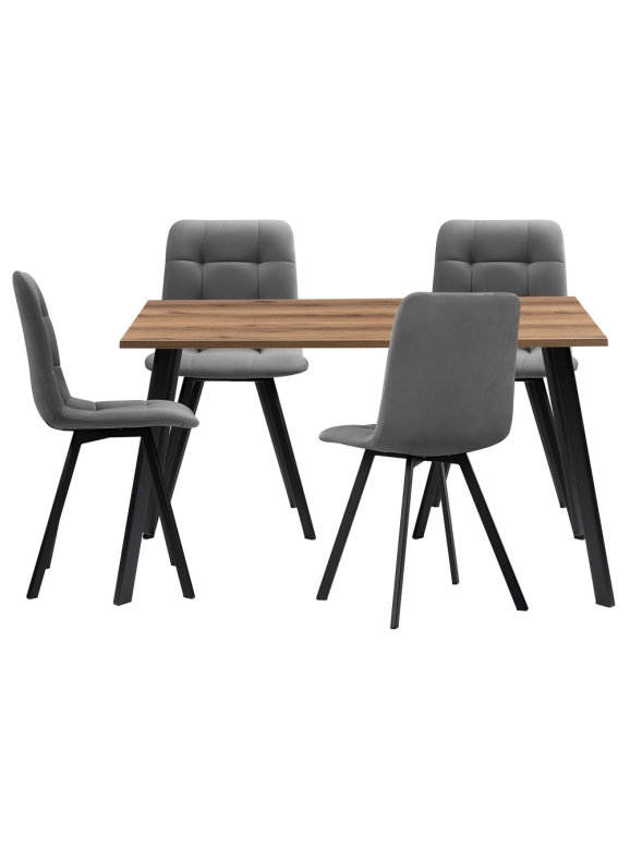 Обеденная группа Эделин темно-серый / дуб делано темный / черный матовый