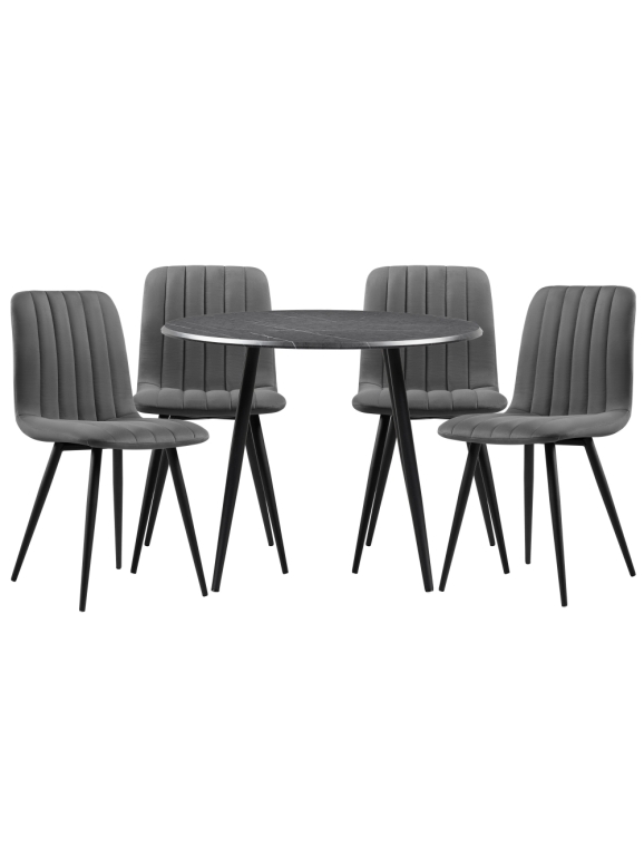 Обеденная группа Гегакан мрамор черный / черный матовый