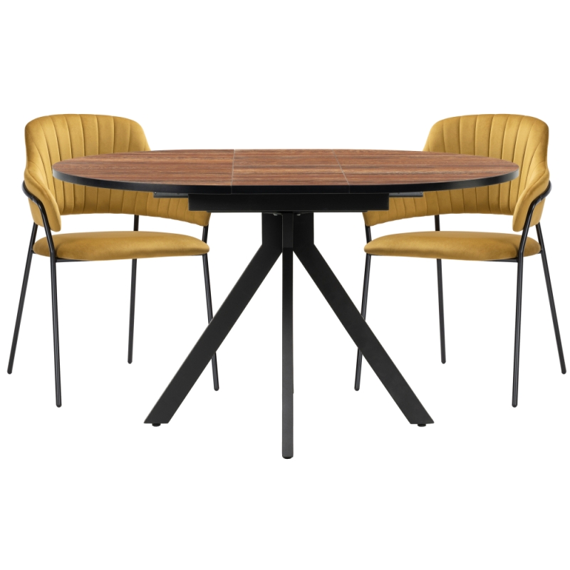 Обеденная группа Ирта дерево / желтый / черный глянец