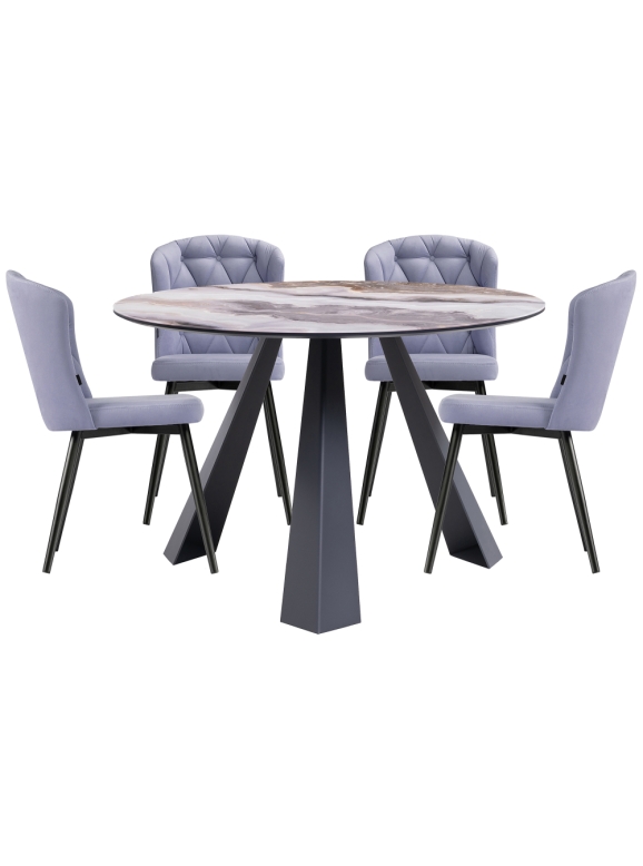 Обеденная группа Ромио velutto 49 / серо-коричневый агат / графит