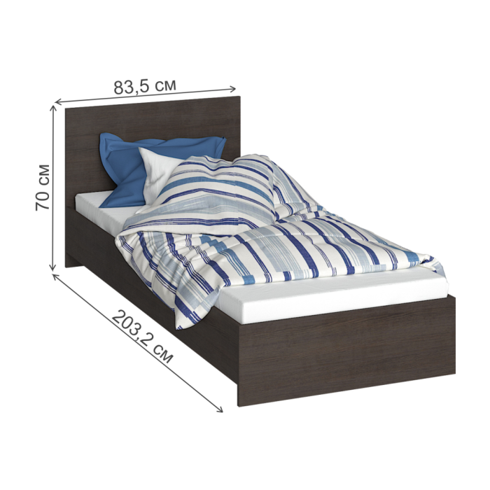 Односпальная кровать Адайн 80х200 венге / венге