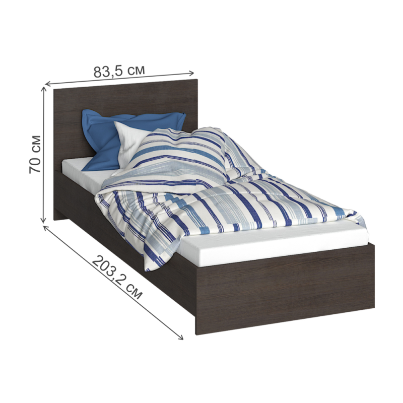 Односпальная кровать Адайн 80х200 венге / венге