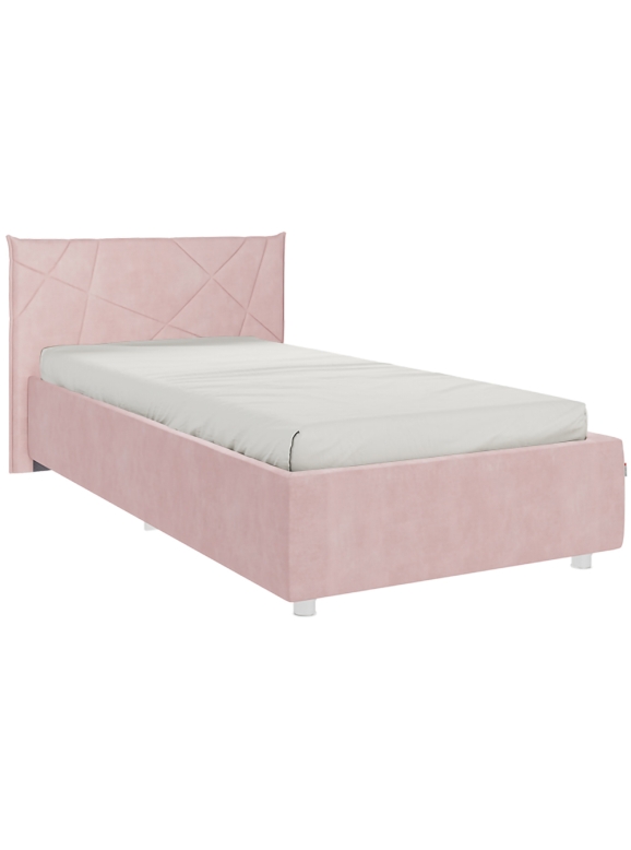 Односпальная кровать Бест 90х200 с ПМ велюр нежно-розовый