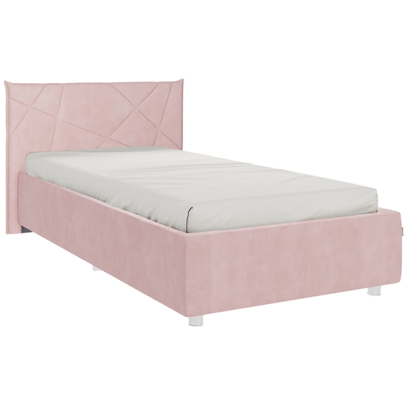 Односпальная кровать Бест 90х200 с ПМ велюр нежно-розовый