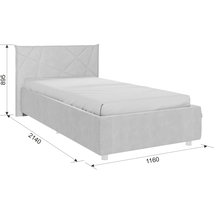 Односпальная кровать Бест 90х200 велюр капучино с основанием