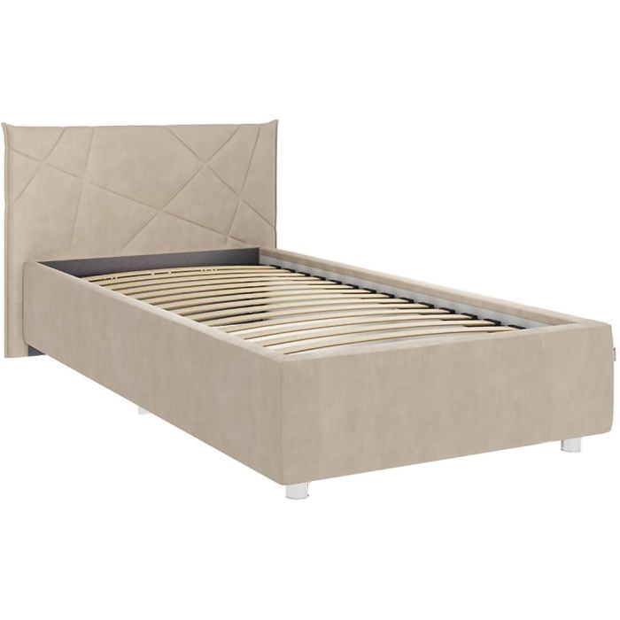 Односпальная кровать Бест 90х200 велюр капучино с основанием