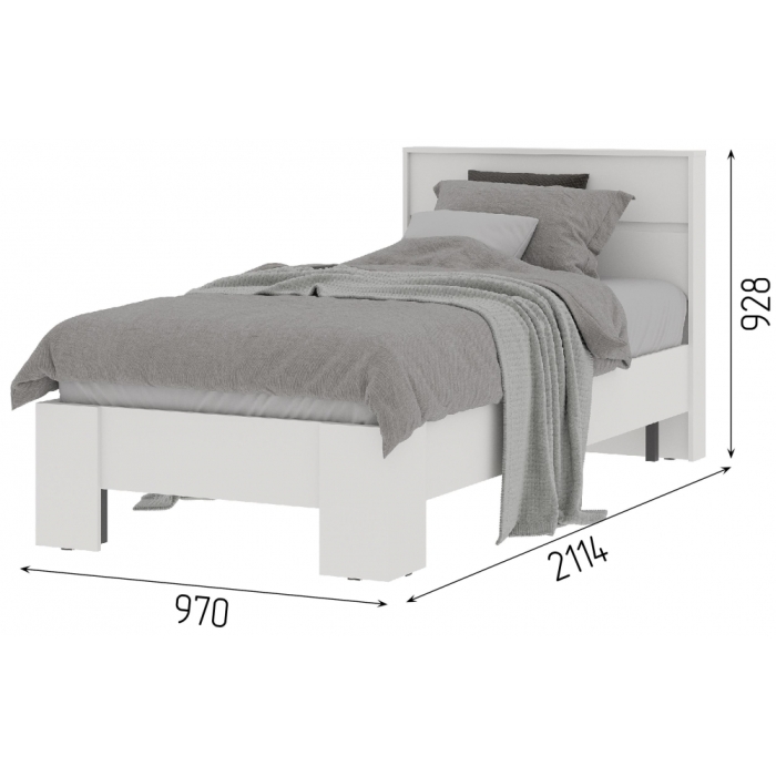 Односпальная кровать Элла КР 01 90х200 белый / белый