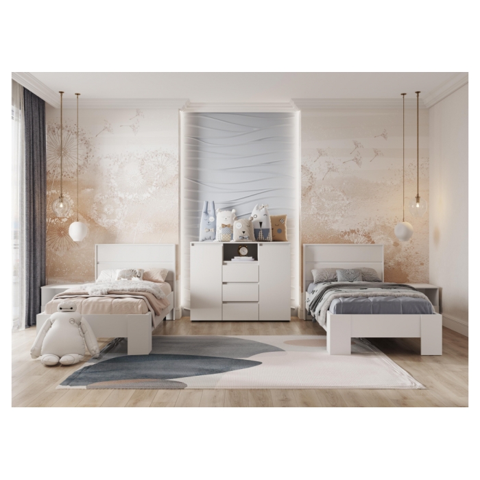 Односпальная кровать Элла КР 01 90х200 белый / белый