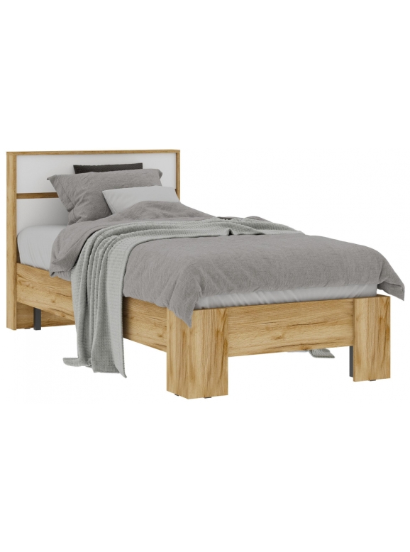 Односпальная кровать Элла КР 01 90х200 белый / дуб крафт золото