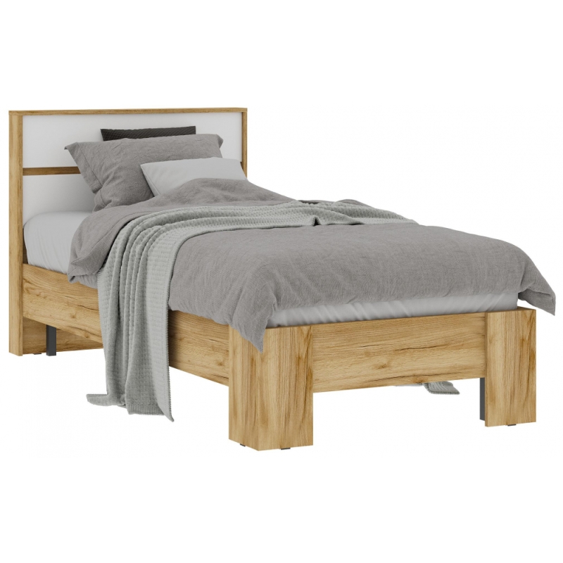 Односпальная кровать Элла КР 01 90х200 белый / дуб крафт золото