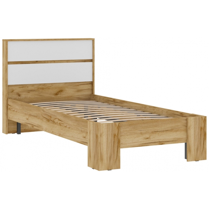 Односпальная кровать Элла КР 01 90х200 белый / дуб крафт золото