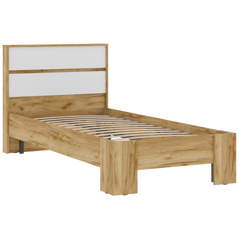 Односпальная кровать Элла КР 01 90х200 белый / дуб крафт золото