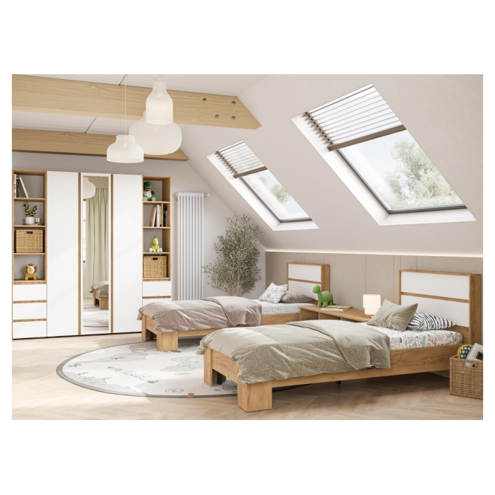 Односпальная кровать Элла КР 01 90х200 белый / дуб крафт золото