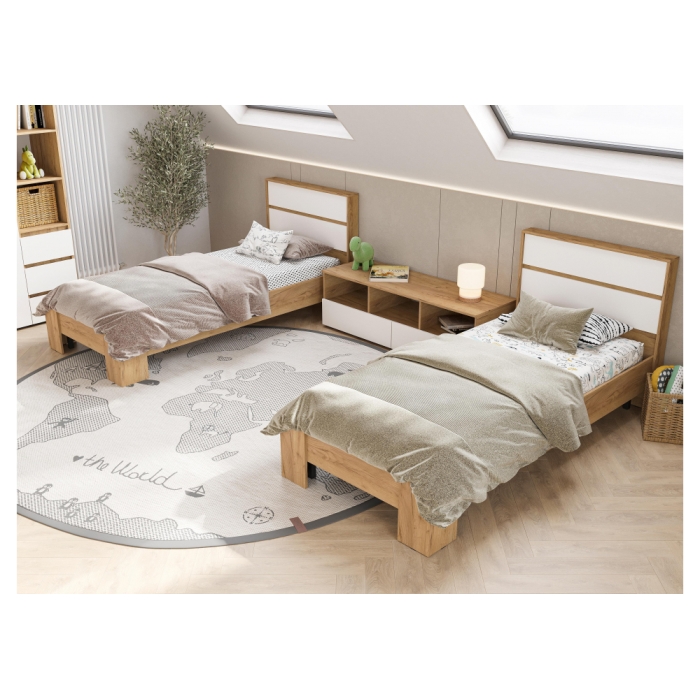 Односпальная кровать Элла КР 01 90х200 белый / дуб крафт золото