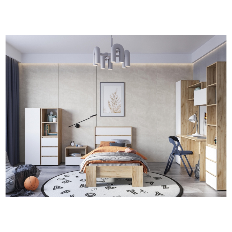 Односпальная кровать Элла КР 01 90х200 белый / дуб крафт золото