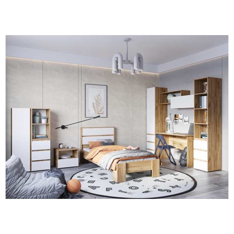 Односпальная кровать Элла КР 01 90х200 белый / дуб крафт золото