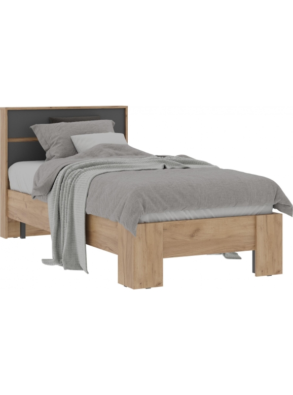 Односпальная кровать Элла КР 01 90х200 серый графит 0162 / дуб крафт золото