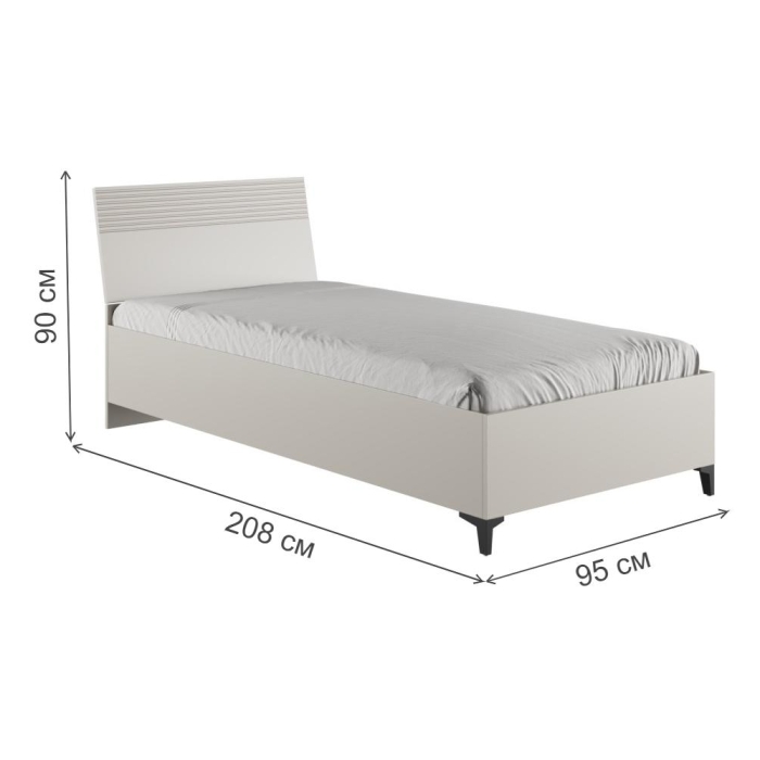 Односпальная кровать Ника 90х200 с основанием дсп бежевый мат-05 / кашемир